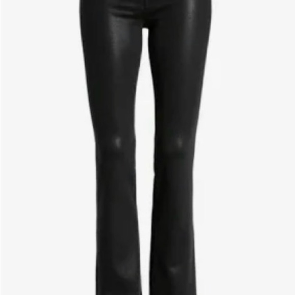 Barbara High Waist Bootcut Noir Coated  Jeans Black High-Rise Pants